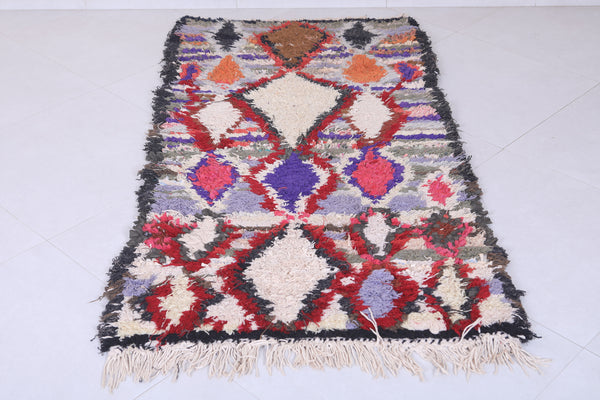 Colorful Moroccan berber rug - 2.9 x 5.7 ft | Handmade tribal shag carpet