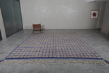 Grey Custom Size Moroccan Rug – Blue Checkered Handmade Design