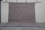 Grey Custom Size Moroccan Rug – Blue Checkered Handmade Design