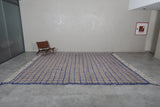 Grey Custom Size Moroccan Rug – Blue Checkered Handmade Design