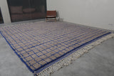 Grey Custom Size Moroccan Rug – Blue Checkered Handmade Design