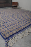 Grey Custom Size Moroccan Rug – Blue Checkered Handmade Design