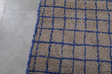 Grey Custom Size Moroccan Rug – Blue Checkered Handmade Design