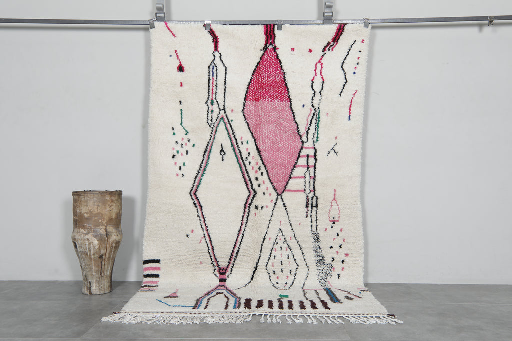 Colorful berber rug 4.6 x 7.8 Feet - Handmade Moroccan wool carpet
