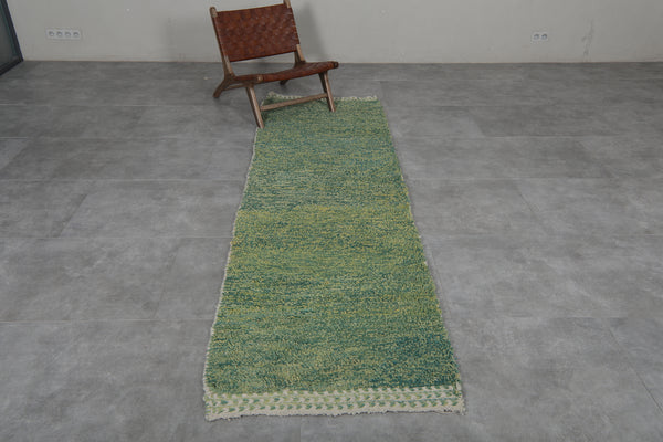 Custom green runner rug - Handwoven wool in earthy tones