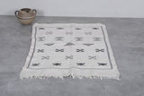 Small Flat Woven Berber Moroccan Rug – 3 x 4.6 ft | Handcrafted Minimalist Design