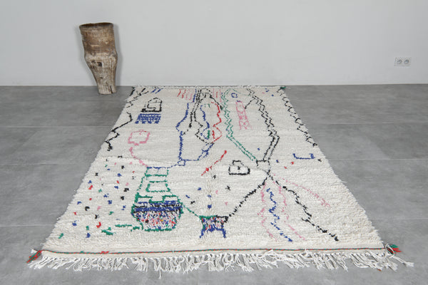 Colorful tribal Moroccan rug 4.7 x 7.9 ft - Handmade wool carpet