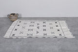 Small Flat Woven Berber Moroccan Rug – 3 x 4.6 ft | Handcrafted Minimalist Design