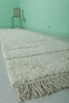 2.8 x 12 FT Moroccan Hallway Runner Rug – Minimalist White Design