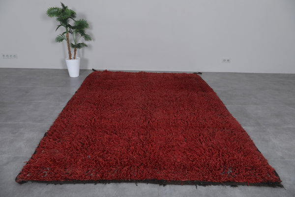 Plush boujaad Moroccan rug - Rich red shag 6.7 x 9.7 Feet