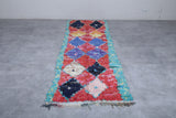 Entryway colorful Moroccan Boucherouite rug 3 FT X 9.8 FT