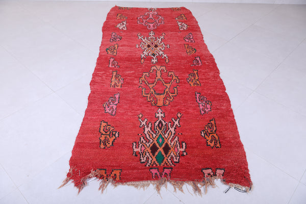 3.7 x 8.3 ft Moroccan berber rug – Vibrant red tribal design