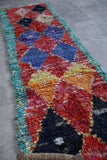 Entryway colorful Moroccan Boucherouite rug 3 FT X 9.8 FT