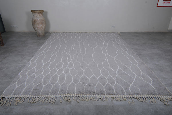 White striped grey wool custom moroccan rug