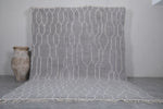 White striped Grey wool Custom Moroccan Rug