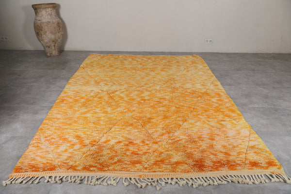 Vibrant Moroccan rug 7.4 x 10.3 ft - Orange-gold handwoven floor rug