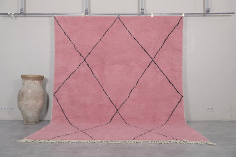 Pink Custom Moroccan Rug with Black Patterns