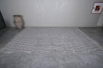 White striped Grey wool Custom Moroccan Rug