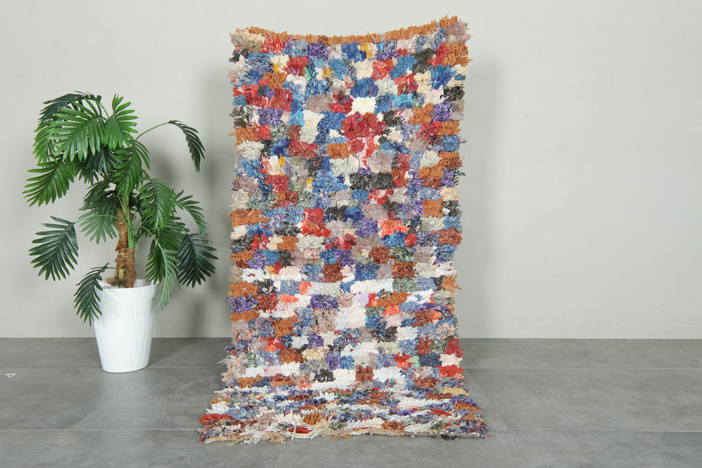 Multicolor Moroccan boucherouite rug - 2.5 ft x 5.3 ft - Handwoven wool rug