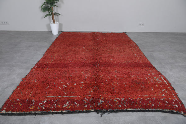 Textured boujaad Moroccan rug - Deep red 6.6 x 10.7 Feet