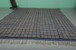 Large Moroccan Rug with Navy Grid Pattern – 10.6 x 12.2 FT