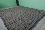 Large Moroccan Rug with Navy Grid Pattern – 10.6 x 12.2 FT