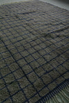 Large Moroccan Rug with Navy Grid Pattern – 10.6 x 12.2 FT