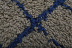 Large Moroccan Rug with Navy Grid Pattern – 10.6 x 12.2 FT