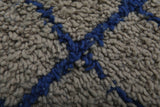 Large Moroccan Rug with Navy Grid Pattern – 10.6 x 12.2 FT