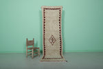 Moroccan Berber Rug Runner – 2.4 x 7.8 FT | Traditional Diamond Border Design | Handwoven Wool