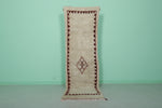 Moroccan Berber Rug Runner – 2.4 x 7.8 FT | Traditional Diamond Border Design | Handwoven Wool