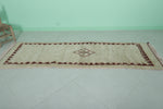 Moroccan Berber Rug Runner – 2.4 x 7.8 FT | Traditional Diamond Border Design | Handwoven Wool