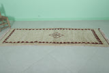 Moroccan Berber Rug Runner – 2.4 x 7.8 FT | Traditional Diamond Border Design | Handwoven Wool