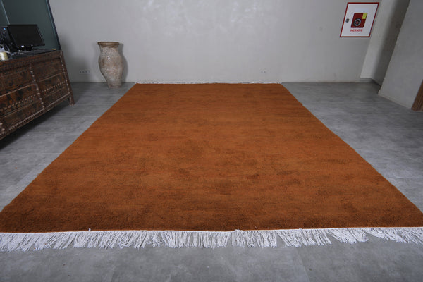 All wool brown custom Moroccan rug