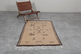 3.3 x 5.1 FT Moroccan Rug – Beige with Tribal Arrow and Symbol Motifs