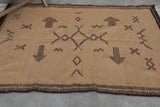 3.3 x 5.1 FT Moroccan Rug – Beige with Tribal Arrow and Symbol Motifs