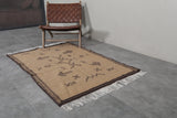 3.3 x 5.1 FT Moroccan Rug – Beige with Tribal Arrow and Symbol Motifs