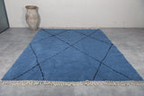 Blue Custom Moroccan Rug with Black Patterns