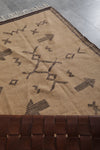 3.3 x 5.1 FT Moroccan Rug – Beige with Tribal Arrow and Symbol Motifs