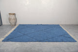 Blue Custom Moroccan Rug with Black Patterns