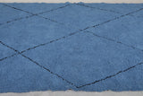 Blue Custom Moroccan Rug with Black Patterns