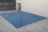 Blue Custom Moroccan Rug with Black Patterns