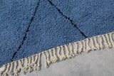 Blue Custom Moroccan Rug with Black Patterns