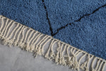 Blue Custom Moroccan Rug with Black Patterns