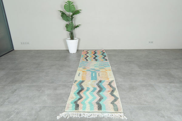 Runner Moroccan geometric rug - 2.5 ft x 9.6 ft - Multicolor wool rug