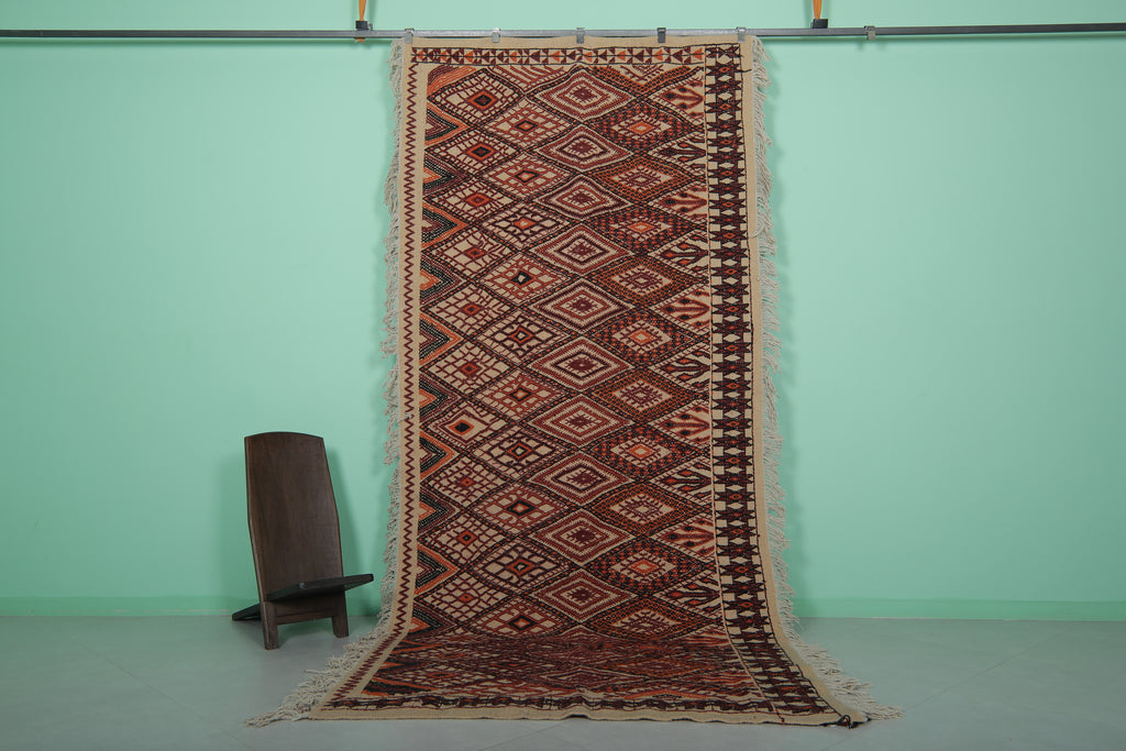 Colorful Moroccan rug 5.2 FT × 11.2 FT | Handwoven wool rug