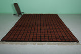 8.2 x 10.5 FT Moroccan Wool Rug - Dark Brown & Black Checkered Design