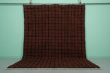 8.2 x 10.5 FT Moroccan Wool Rug - Dark Brown & Black Checkered Design