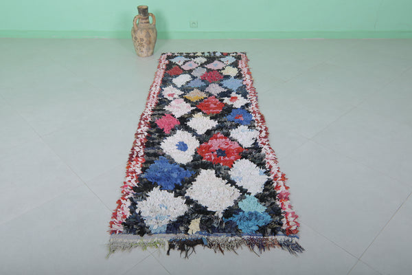 Handmade Moroccan boucherouite runner rug - Colorful patchwork 2.7 FT x 7.5 FT
