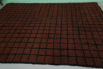 8.2 x 10.5 FT Moroccan Wool Rug - Dark Brown & Black Checkered Design